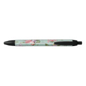 groen Floral ontwerp Zwarte Inkt Pen (Achterkant)