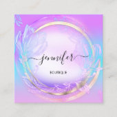 Groen Floral QRCode Professional Winkel Roze Blauw Vierkante Visitekaartje (Voorkant)