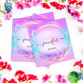 Groen Floral QRCode Professional Winkel Roze Blauw Vierkante Visitekaartje