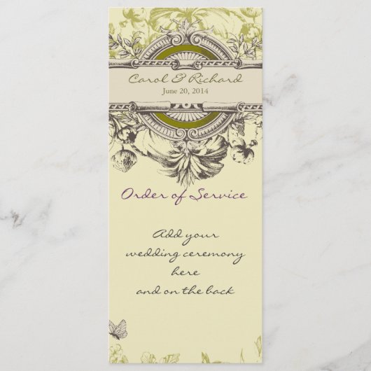 Groen  Floral Wedding Programme Programmakaart (Voorkant)