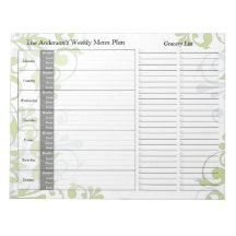 Groen Floral Weekly Gepersonaliseerd Notitieblok v