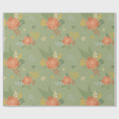 Groen Floral wrapping Paper Cadeaupapier (Vlak)