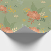 Groen Floral wrapping Paper Cadeaupapier (Hoek)
