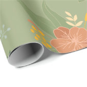 Groen Floral wrapping Paper Cadeaupapier (Rol Hoek)