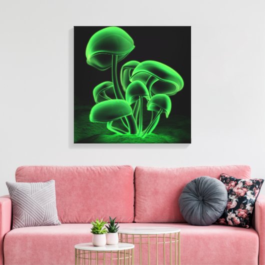 Groen fluorescentievierkant canvas afdruk (Insitu (Woonkamer))