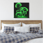 Groen fluorescentievierkant canvas afdruk (Insitu (Slaapkamer))