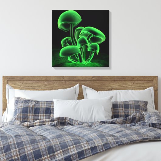 Groen fluorescentievierkant canvas afdruk (Insitu (Slaapkamer))