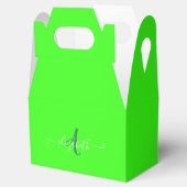 Groen Fluorescerend Neon Monogram  Bedankdoosjes (Geopend)