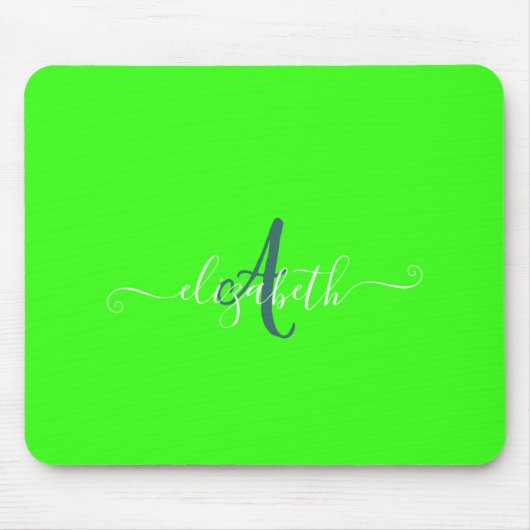 Groen Fluorescerend Neon Monogram Muismat (Voorkant)