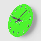 Groen Fluorescerend Neon Monogram Ronde Klok (Hoek)