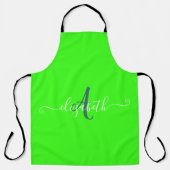 Groen Fluorescerend Neon Monogram Schort (Voorkant)