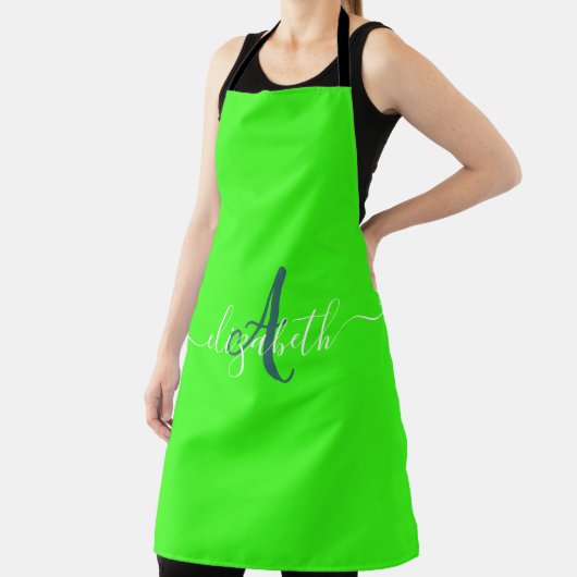 Groen Fluorescerend Neon Monogram Schort (Insitu)
