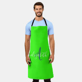 Groen Fluorescerend Neon Monogram Schort (Gedragen)