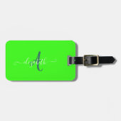 Groen fluorescerend neonmonogram bagagelabel (Voorkant horizontaal)