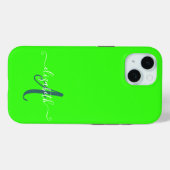Groen fluorescerend neonmonogram Case-Mate iPhone case (Achterkant (horizontaal))