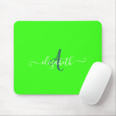Groen fluorescerend neonmonogram muismat (Met muis)