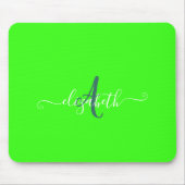 Groen fluorescerend neonmonogram muismat (Voorkant)