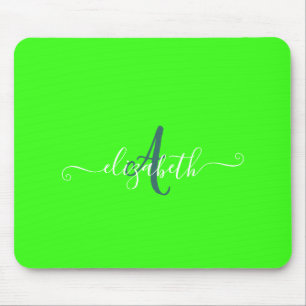 Groen fluorescerend neonmonogram muismat