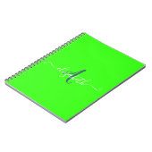 Groen fluorescerend neonmonogram notitieboek (Linkerzijde)