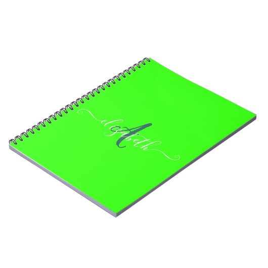Groen fluorescerend neonmonogram notitieboek (Linkerzijde)