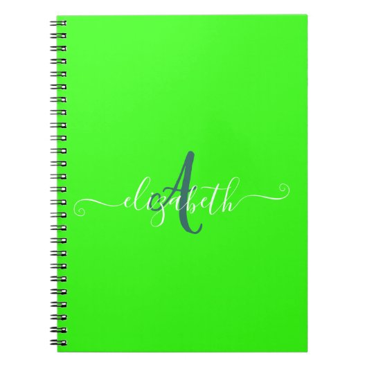 Groen fluorescerend neonmonogram notitieboek (Voorkant)