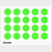 Groen fluorescerend neonmonogram ronde sticker (Vel)