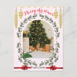 Groen Foliage boog foto Trendy vrolijk kerstfeest Briefkaart