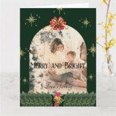 Groen Foliage boog fotoseizoenen vrolijk kerstfees Kaart (Gele Bloem)