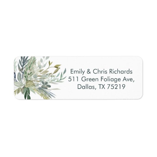Groen Foliage bruiloft retour label sticker (Voorkant)