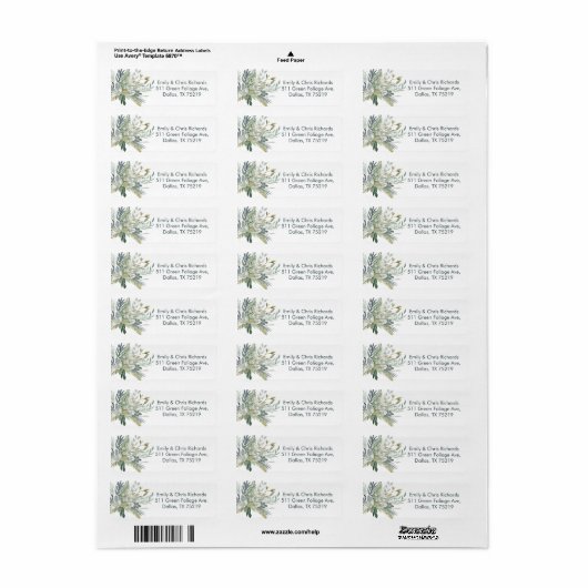 Groen Foliage bruiloft retour label sticker (Full Sheet)