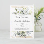 Groen Foliage en GOld Geometrisch Boho Baby Kaart (Staand voorkant)