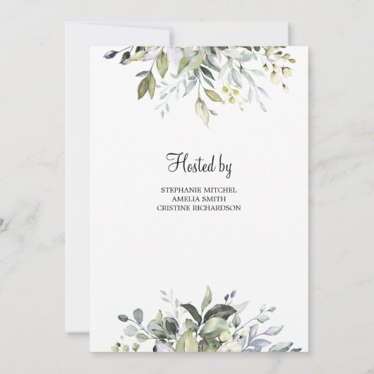 Groen Foliage en GOld Geometrisch Boho Baby Kaart (Achterkant)