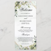 Groen Foliage Faux Gold Geometrische boho bruiloft Programmakaart (Voorkant)
