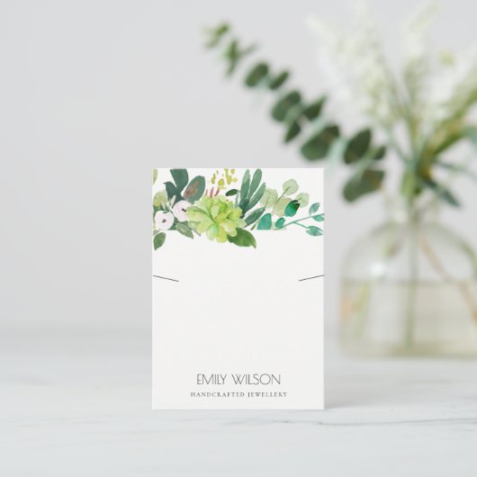 GROEN FOLIAGE SUCCULENT PEONY KETTING DISPLAY VISITEKAARTJE (Staand voorkant)