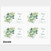 Groen Foliage Waterverf Rechthoek Stickers (Vel)