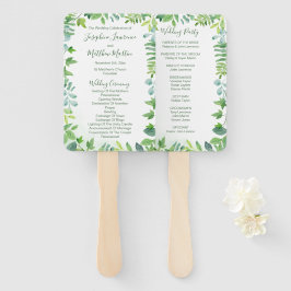 Groen Foliage Waterverf Trouwprogramma's Handwaaier
