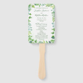 Groen Foliage Waterverf Trouwprogramma's Handwaaier (Voorkant)