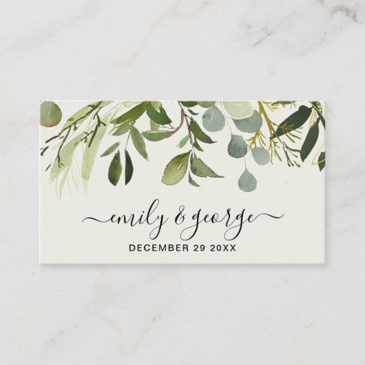 GROEN FOLIAGE WATERVERF WEDDING WEBSITE RSVP VISITEKAARTJE (Voorkant)