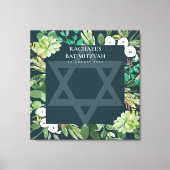 GROEN FOLIAGE WREATH STAR BAR BAT MITZVAH SIGN IN CANVAS AFDRUK (Voorkant)