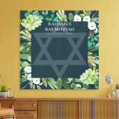 GROEN FOLIAGE WREATH STAR BAR BAT MITZVAH SIGN IN CANVAS AFDRUK (Insitu (Woonkamer))