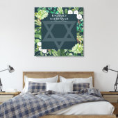 GROEN FOLIAGE WREATH STAR BAR BAT MITZVAH SIGN IN CANVAS AFDRUK (Insitu (Slaapkamer))