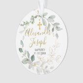 Groen folium, baby baptisme Foto Acrylornament Ornament (voorkant)