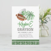 Groen Football en Cheerleading gezamenlijke verjaa Kaart (Staand voorkant)