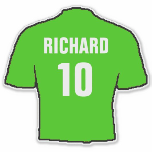 Groen Football Shirt aan Personaliseren. Sticker (Voorkant)