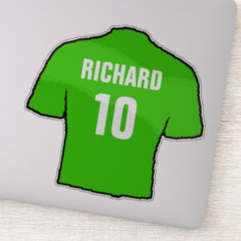 Groen Football Shirt aan Personaliseren. Sticker