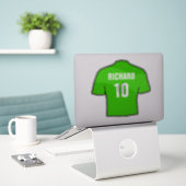 Groen Football Shirt aan Personaliseren. Sticker (Laptop op bureau)
