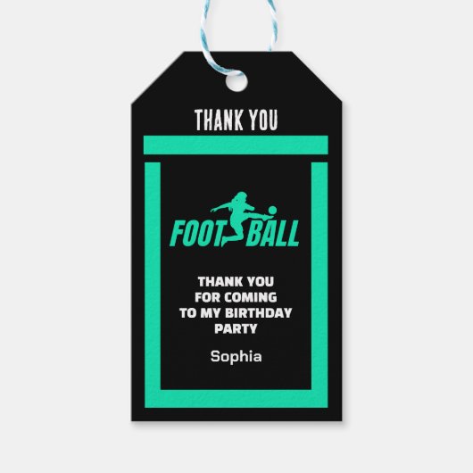 Groen Football Speler Meisje, Verjaardag Meisje Te Cadeaulabel (Voorkant)