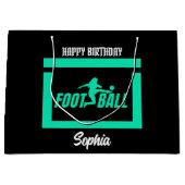 Groen Football Speler Meisje, Verjaardag Meisje Te Groot Cadeauzakje (Voorkant)