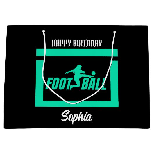 Groen Football Speler Meisje, Verjaardag Meisje Te Groot Cadeauzakje (Voorkant)