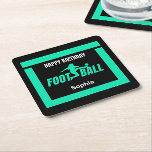 Groen Football Speler Meisje, Verjaardag Meisje Te Kartonnen Onderzetters